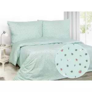 Bavlněné povlečení - kytičky na mintové 140x200+70x90