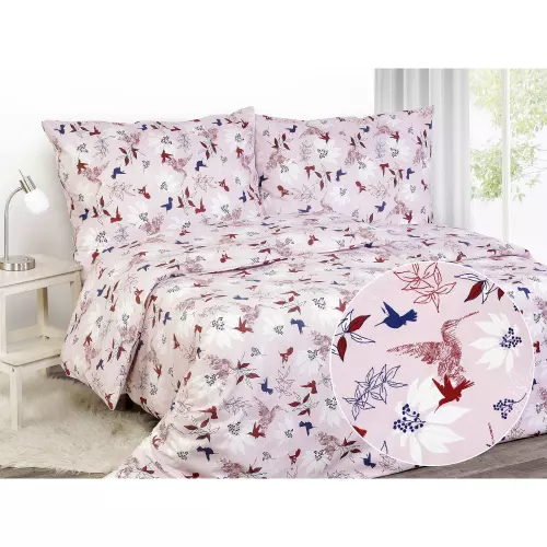 Bavlněné povlečení - kolibříci a květy 140x200+70x90