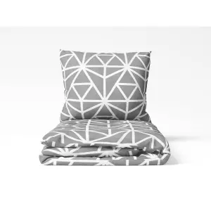 Bavlněné povlečení - bílé geometrické tvary 140x200+70x90