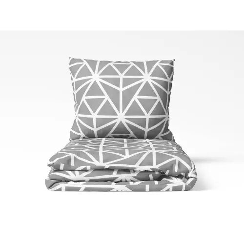 Bavlněné povlečení - bílé geometrické tvary 140x200+70x90