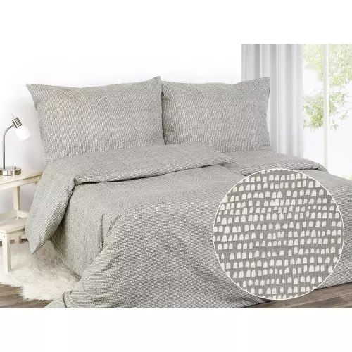 Bavlněné povlečení - bílá zrníčka na šedé 240x200+ 2ks 70x90