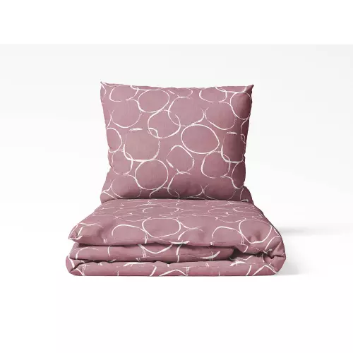 Bavlněné povlečení - bílá kola na vínové 140x200+70x90