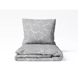 Bavlněné povlečení - bílá kola na šedé 140x220+70x90