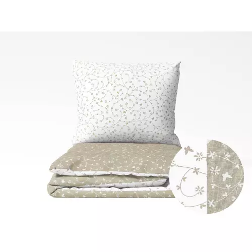 Bavlněné povlečení - béžoví a bílí motýlci - vende 140x200+70x90