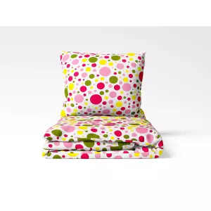 Bavlněné povlečení - barevné růžové puntíky 140x200+70x90
