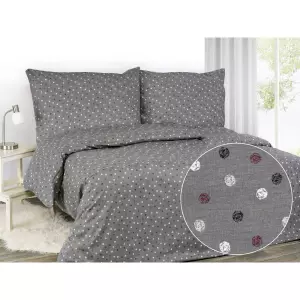 Bavlněné povlečení - barevné puntíky na šedé 140x200+70x90