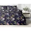 Bavlněné povlečení - růžové květy na modré 140x200+70x90