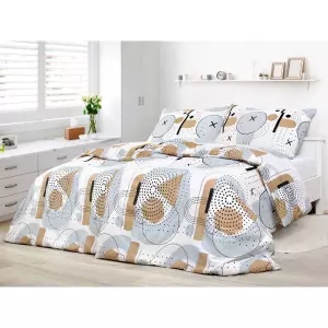 Krepové povlečení - X v šedém kruhu 240x200+2ks 70x90