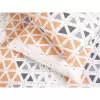 Krepové povlečení - šedé a lososové trojúhelníky 140x200+70x90