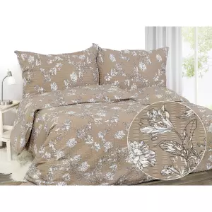 Krepové povlečení - lilie na hnědé 140x220+70x90