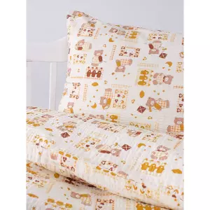 Krepové povlečení - hnědí medvídci 140x200+70x90