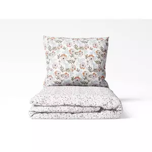 Krepové povlečení - hnědé květy/ zrní 140x220+70x90