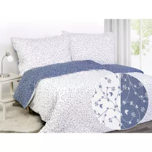 Krepové povlečení - bílí motýlci na modré 240x200+2ks 70x90