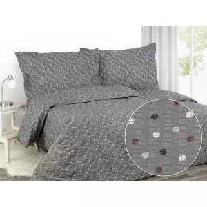 Krepové povlečení - barevné puntíky na šedé 140x200+70x90