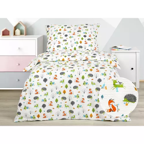 Dětské krepové povlečení - zvířátka v lese 140x200+70x90