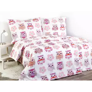 Dětské krepové povlečení - sovičky 140x200+70x90