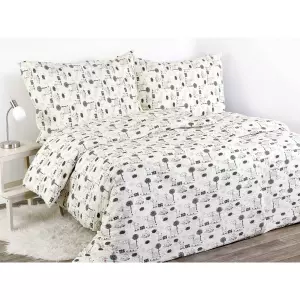 Dětské krepové povlečení - šedí oslíci na smetanové 140x200+70x90