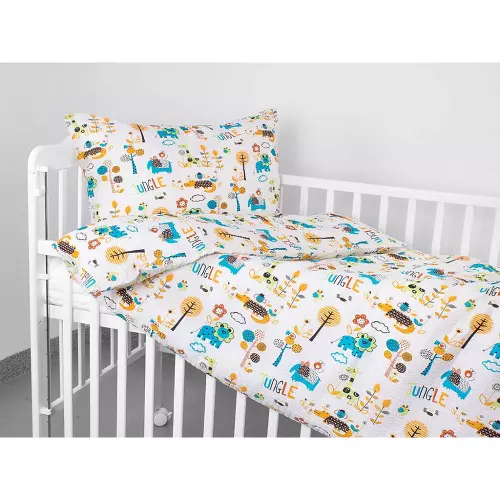 Dětské krepové povlečení - oranžová jungle - do postýlky 90x140+40x60