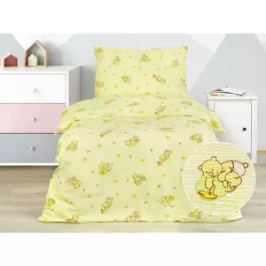 Dětské krepové povlečení - medvídci na světle zelené 140x200+70x90