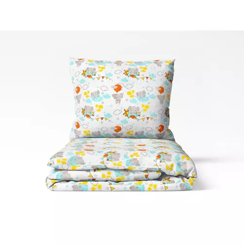 Dětské krepové povlečení - létající sloník 140x200+70x90