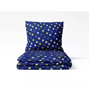 Dětské krepové povlečení - hvězdy na modré 140x200+70x90