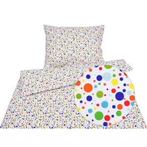 Dětské flanelové povlečení - barevné puntíky - do postýlky 90x140+40x60
