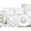 Flanelové povlečení - zelené ornamenty na bílé 140x220+70x90