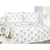 Flanelové povlečení - zelené ornamenty na bílé 140x220+70x90