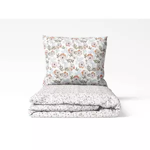 Flanelové povlečení - hnědé květy/ zrní 140x220+70x90