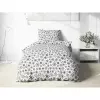 Flanelové povlečení - černé vločky na bílé 140x200+70x90