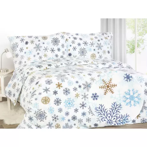 Mikroplyšové povlečení - vločky 140x200+70x90