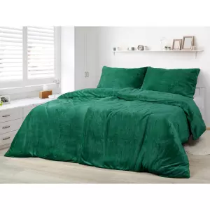 Mikroplyšové povlečení - tmavě zelená 140x200+70x90