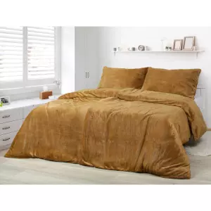 Mikroplyšové povlečení - skořicová 140x200+70x90