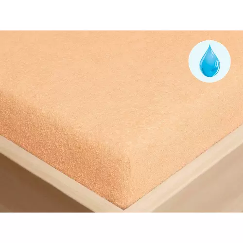 Dětské nepropustné froté napínací prostěradlo - lososové - do postýlky 70x140