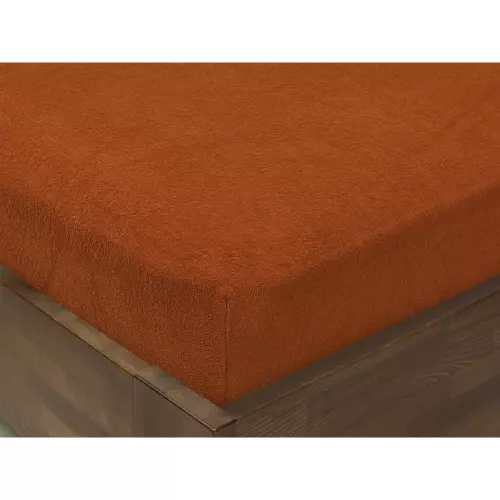 Froté prostěradlo s napínací gumou - terakota 120x200