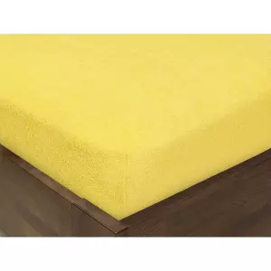 Froté prostěradlo s napínací gumou - světle žluté 180x200