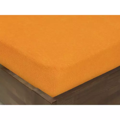 Froté prostěradlo s napínací gumou - oranžové 180x200