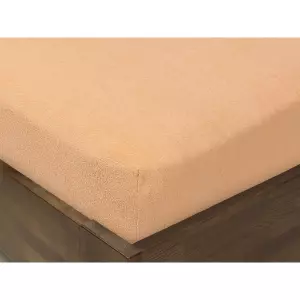 Froté prostěradlo s napínací gumou - lososové 200x200