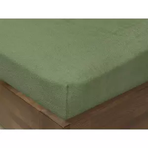 Froté prostěradlo s napínací gumou - khaki 140x200