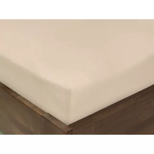 Jersey prostěradlo s napínací gumou - tmavě béžové 140x200