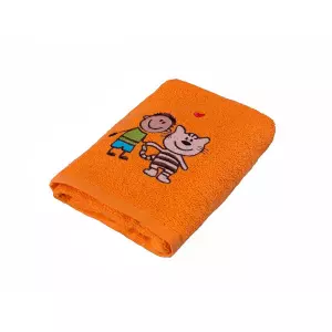 Dětský Froté ručník - kluk s kočkou - oranžová - 30x50