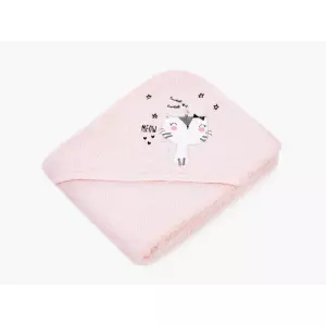 Dětská osuška LILI s kapucí – kočička – růžová – 100x100