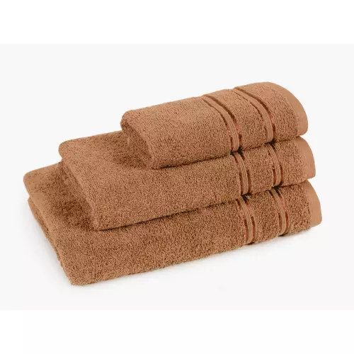 Froté ručník / osuška - Hnědá - s dvojitým pruhem 30x50