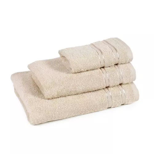 Froté ručník / osuška - Béžová - s dvojitým pruhem 30x50