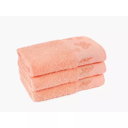 Froté ručník - Světle lososový - Motýlci 30x50
