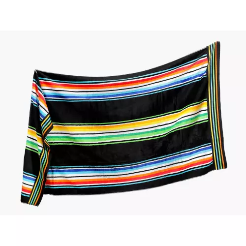 Velká plážová osuška - pruhy na černé - 100x180