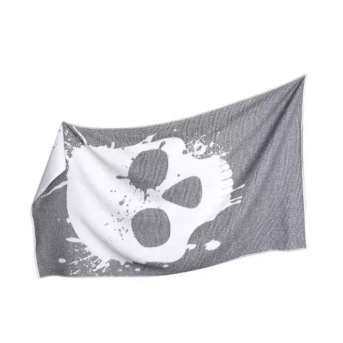 Velká plážová osuška - lebka 90x160 - šedobílá