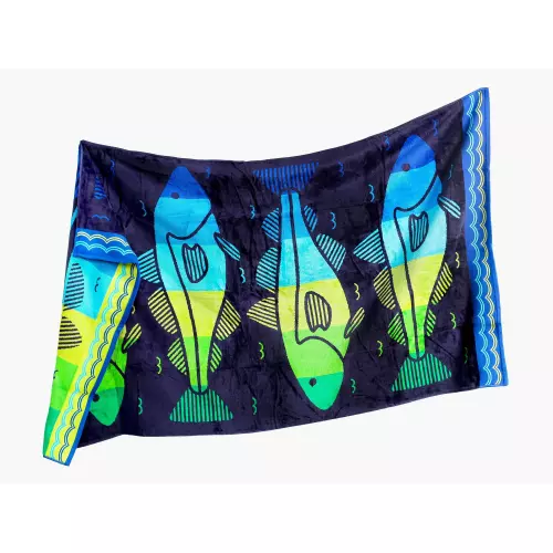 Velká plážová osuška - barevné rybičky - 100x180