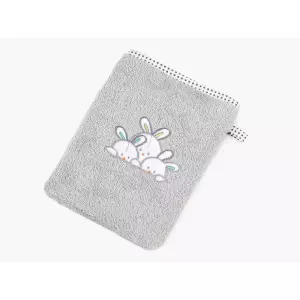 Dětská froté žínka LILI - světle šedá - 3 zajíčci