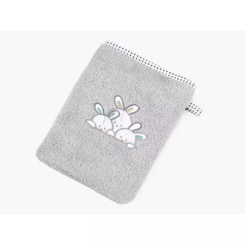 Dětská froté žínka LILI - světle šedá - 3 zajíčci